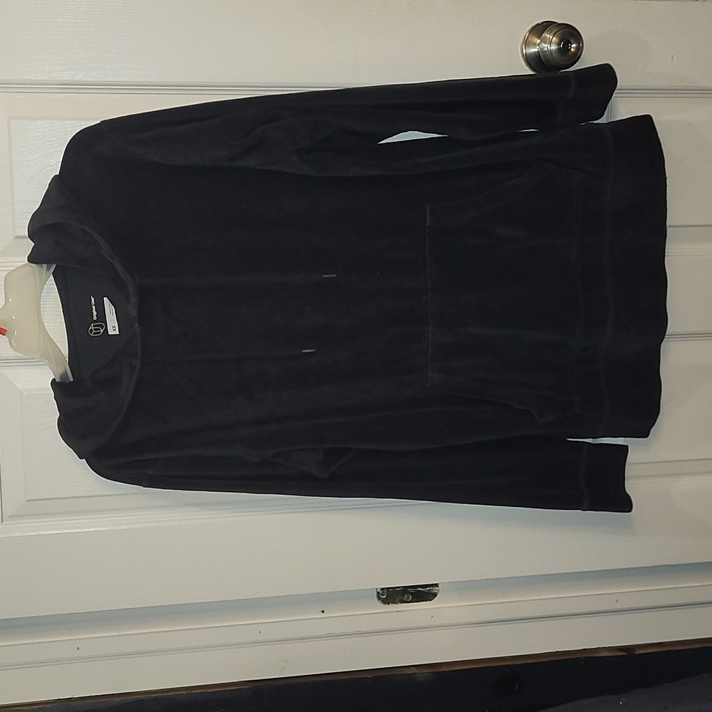 Velor Long Body Black Hoodie